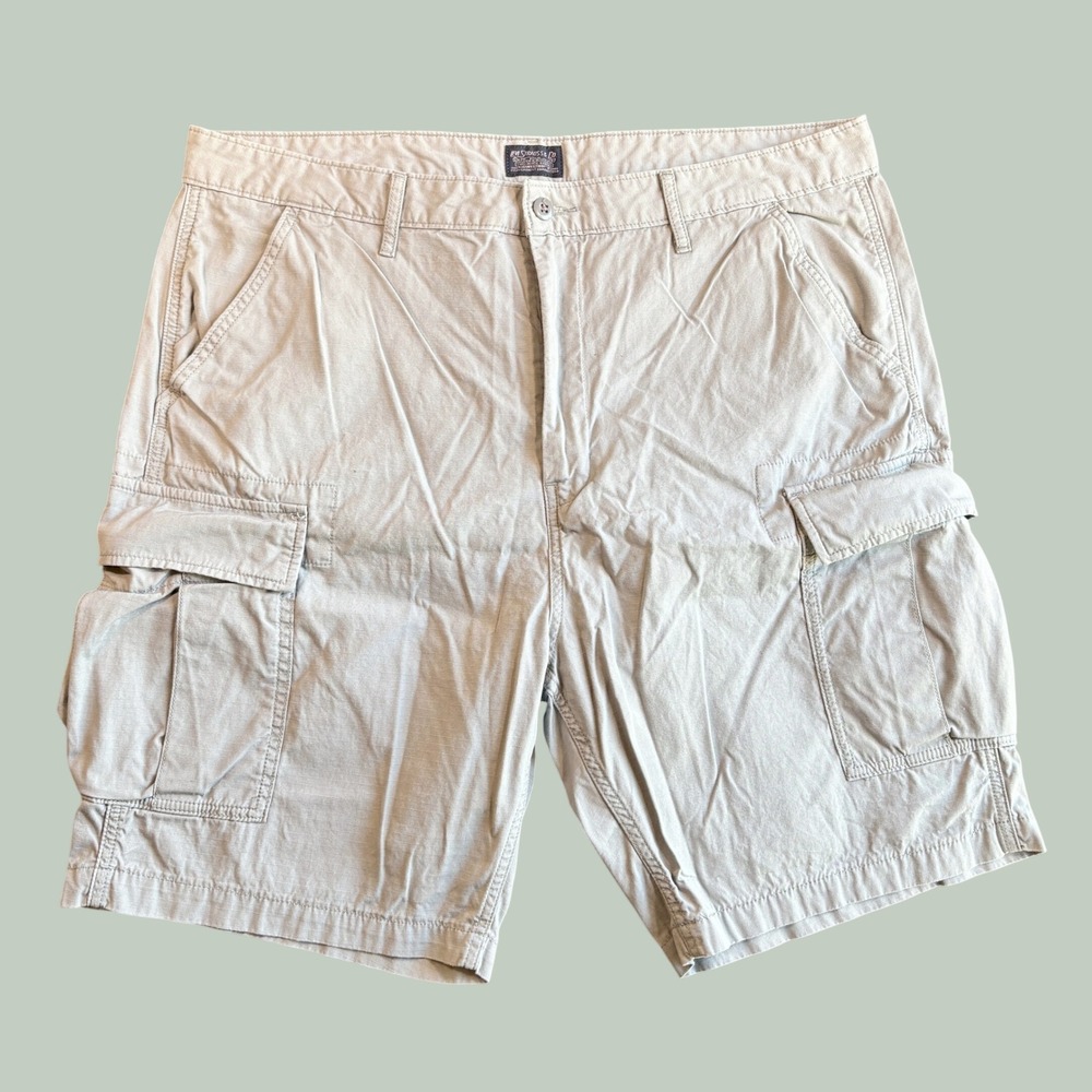 Levi Strauss Cargo Shorts W40 Gray Cotton Ripstop Utility Multi-Pocket Dad Core